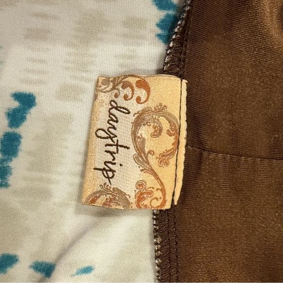 Vintage Y2K Top Women’s Large Babydoll V Neck Boho Western Brown Teal Made USA - Picture 5 of 9